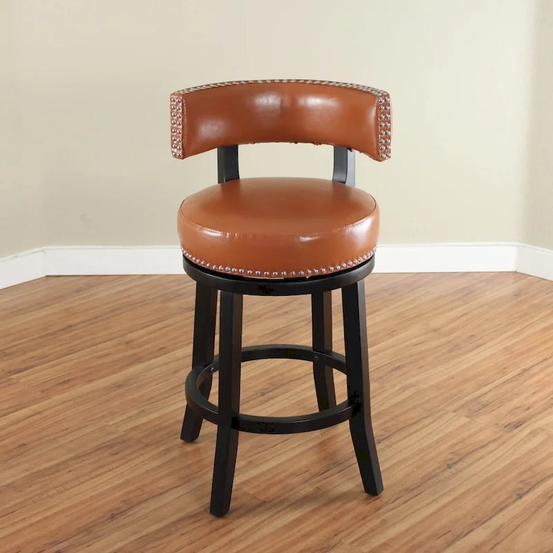 Taburete de mostrador giratorio de piel sintética en marrón oscuro/negro/rojo/marrón claro, 1 asiento