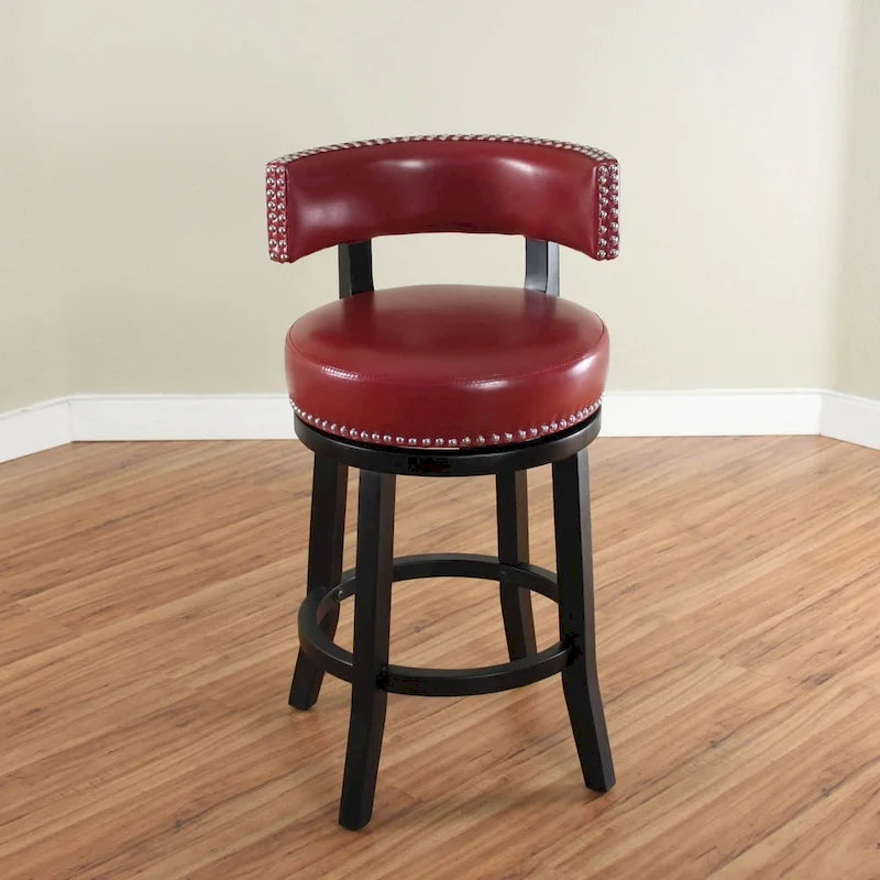 Taburete de mostrador giratorio de piel sintética en marrón oscuro/negro/rojo/marrón claro, 1 asiento