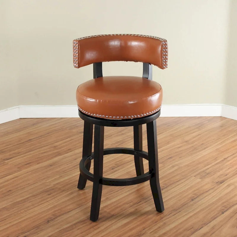 Taburete de mostrador giratorio de piel sintética en marrón oscuro/negro/rojo/marrón claro, 1 asiento
