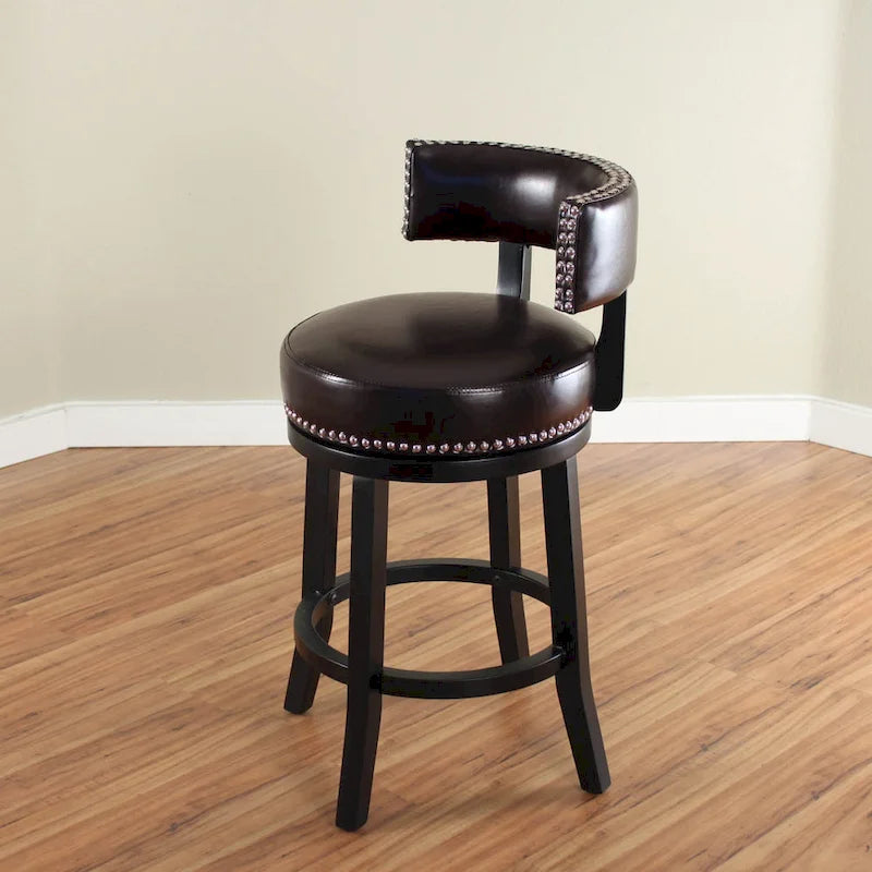 Taburete de mostrador giratorio de piel sintética en marrón oscuro/negro/rojo/marrón claro, 1 asiento
