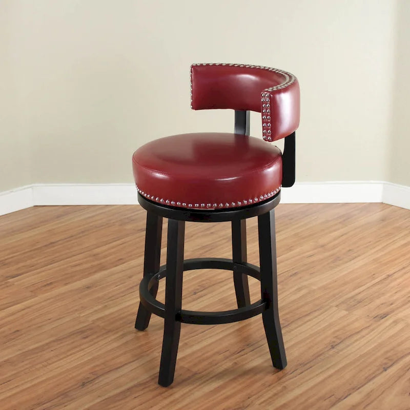 Taburete de mostrador giratorio de piel sintética en marrón oscuro/negro/rojo/marrón claro, 1 asiento