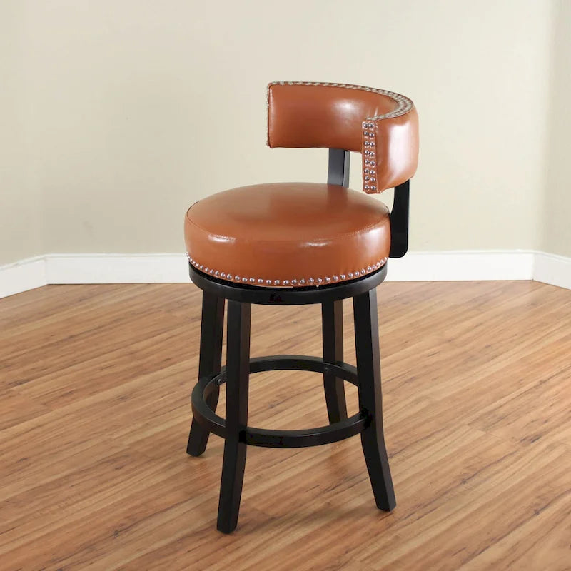 Taburete de mostrador giratorio de piel sintética en marrón oscuro/negro/rojo/marrón claro, 1 asiento