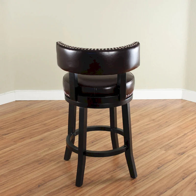 Taburete de mostrador giratorio de piel sintética en marrón oscuro/negro/rojo/marrón claro, 1 asiento