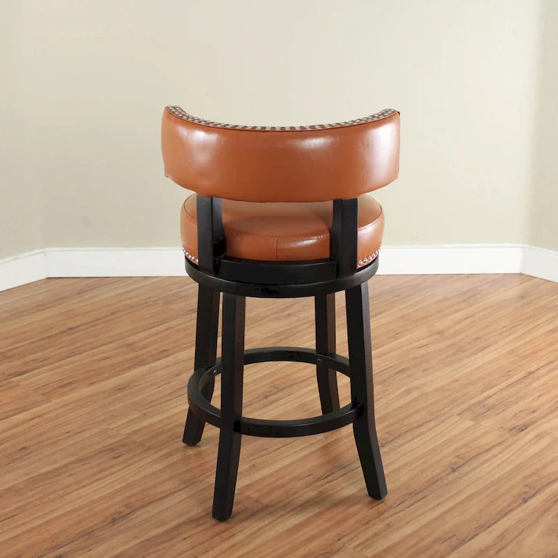 Taburete de mostrador giratorio de piel sintética en marrón oscuro/negro/rojo/marrón claro, 1 asiento