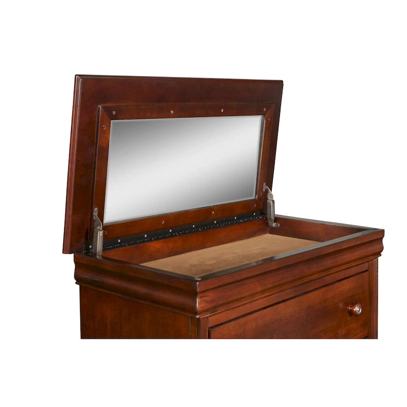 New Classic Furniture Rodgers Bordeaux 5-Drawer Chest with Lift-top