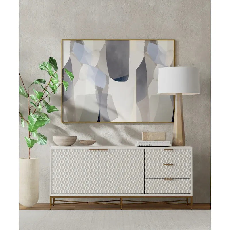 Mueble de TV de Madera Blanca, Estilo 3 Cajones, Individual