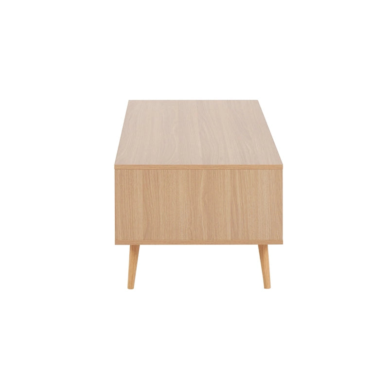 Mesa de Centro de Madera Natural y Blanca con Cajones de Almacenamiento, 1 Pieza