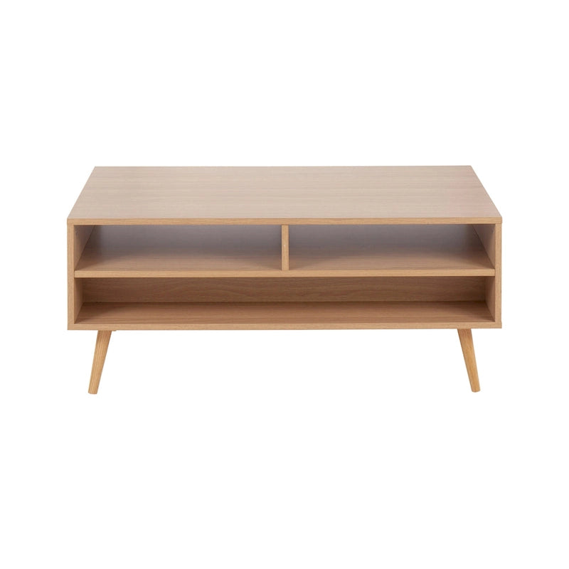 Mesa de Centro de Madera Natural y Blanca con Cajones de Almacenamiento, 1 Pieza