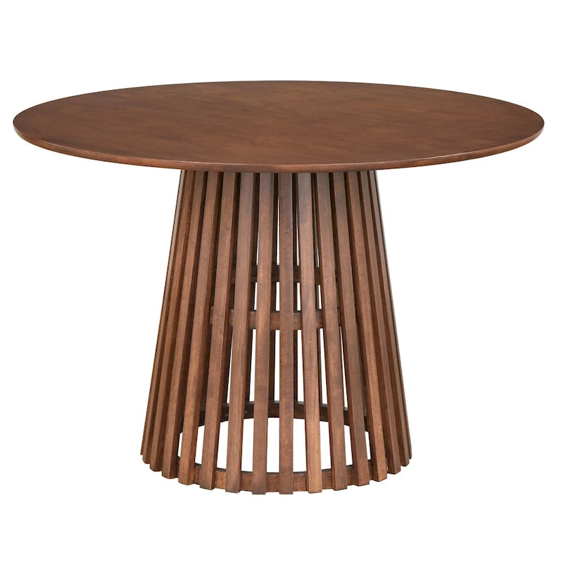 Mesa de comedor redonda, nogal/negro, mediados de siglo moderna, capacidad para 4 personas