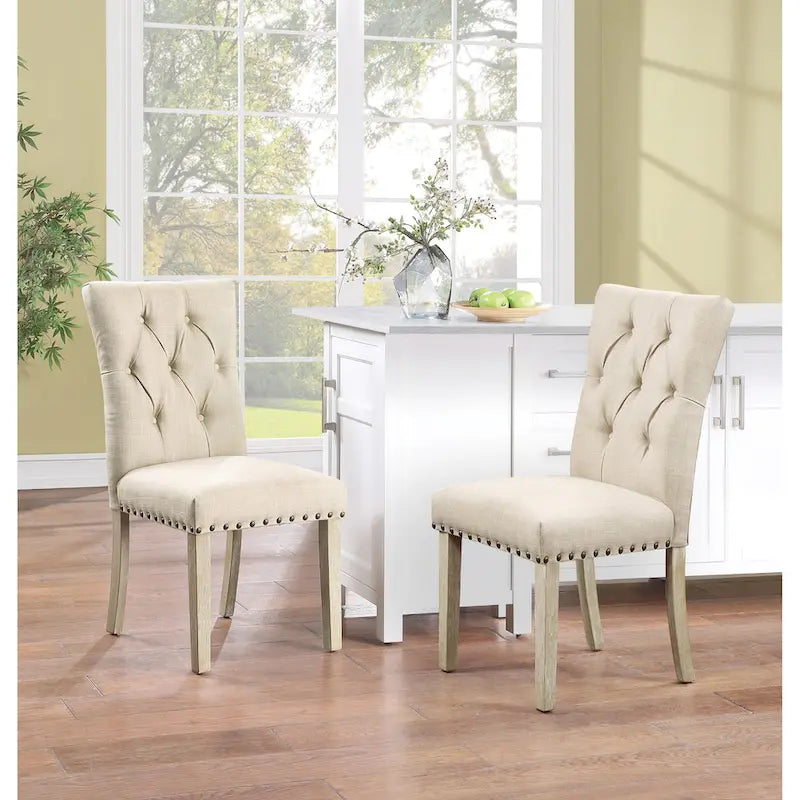 Silla de Comedor Capitoné con Tachuelas, Paquete de 2