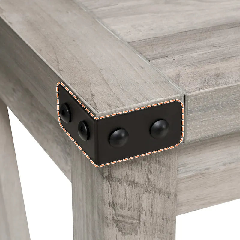 Mesa consola de estilo A con estante de listones, gris/negro/marrón, 2 niveles, montaje para 1 persona