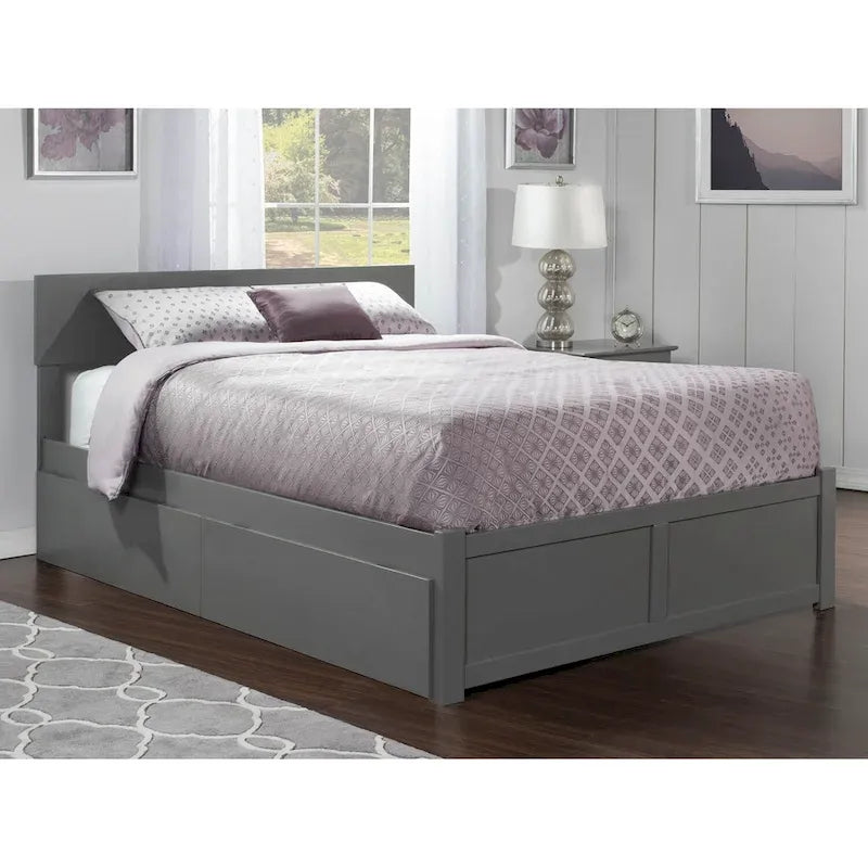 Cama Plataforma King Gris con Cajones de Almacenamiento para 2