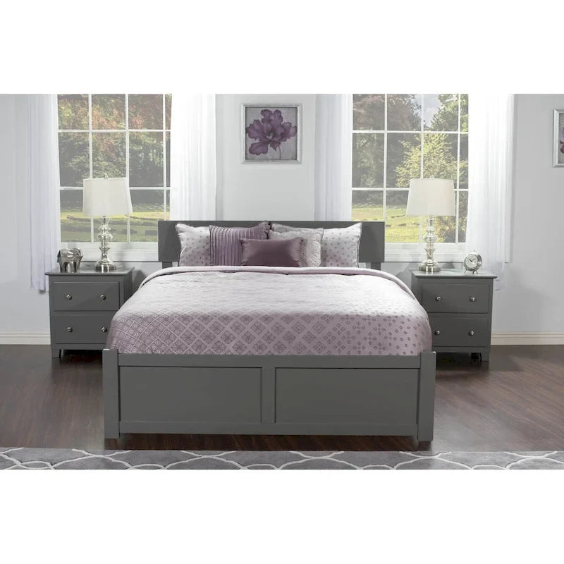 Cama Plataforma King Gris con Cajones de Almacenamiento para 2