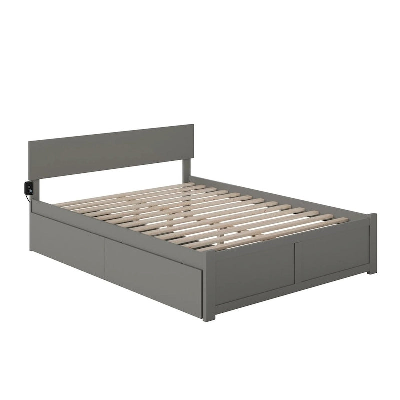 Cama Plataforma King Gris con Cajones de Almacenamiento para 2