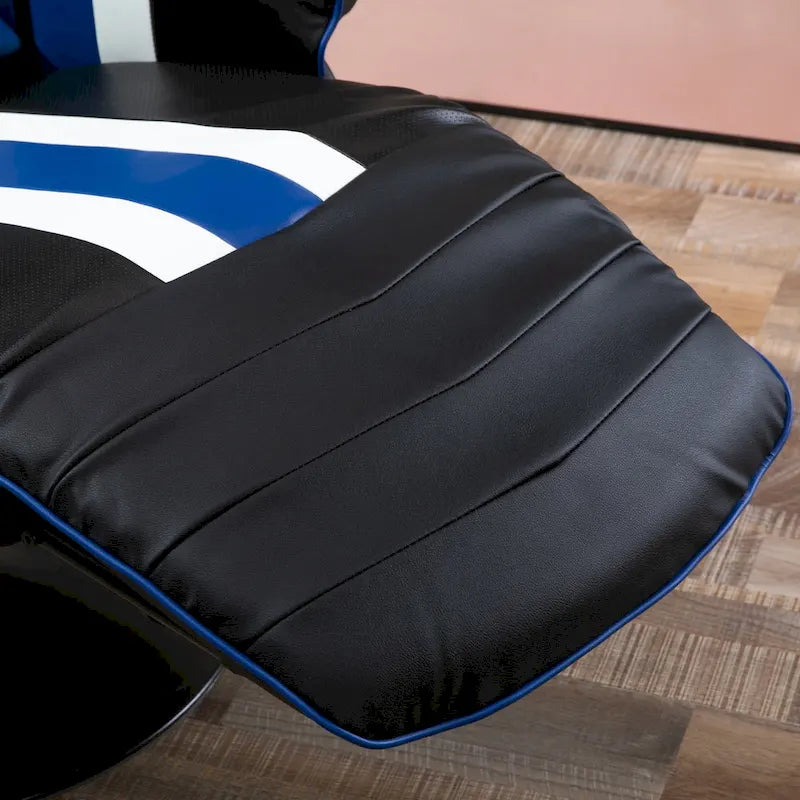 Sillón reclinable gamer estilo carreras con reposapiés y portavasos, rojo/azul, 1 persona