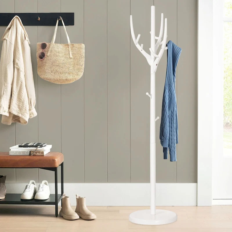 Marrón/Blanco, estilo rama de árbol, perchero independiente, 16.54"Diám. x 71.65"Al.