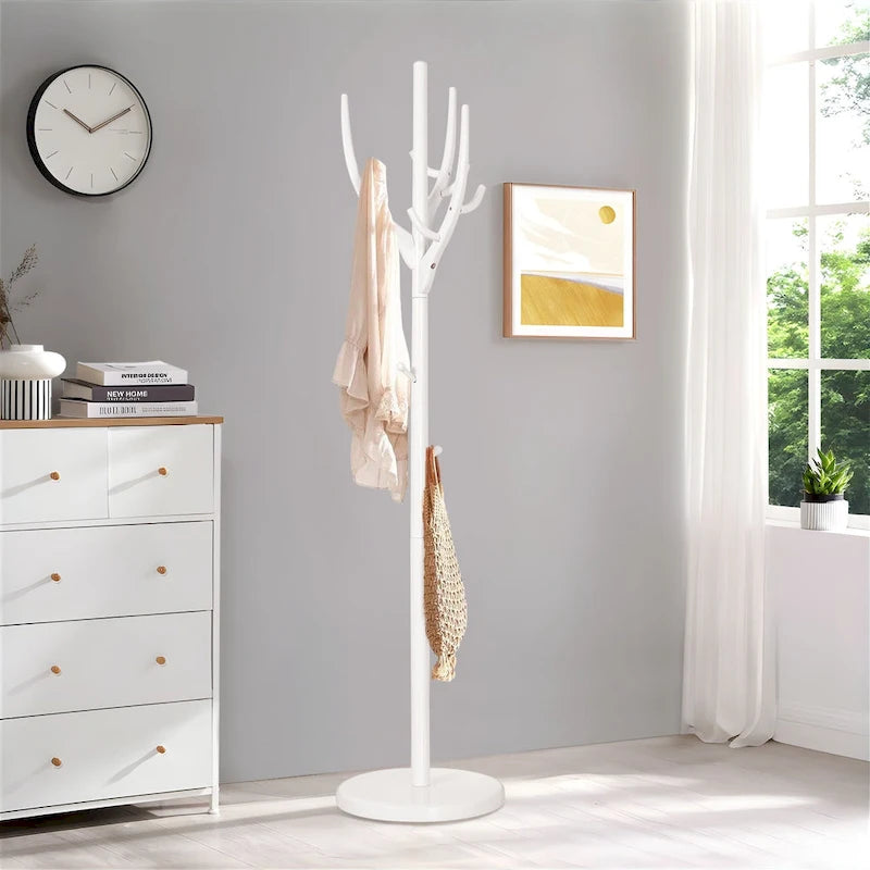 Marrón/Blanco, estilo rama de árbol, perchero independiente, 16.54"Diám. x 71.65"Al.