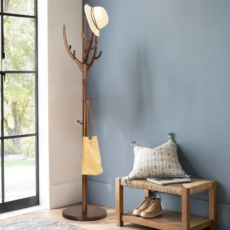 Marrón/Blanco, estilo rama de árbol, perchero independiente, 16.54"Diám. x 71.65"Al.