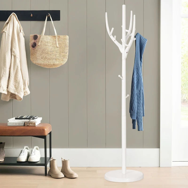 Marrón/Blanco, estilo rama de árbol, perchero independiente, 16.54"Diám. x 71.65"Al.