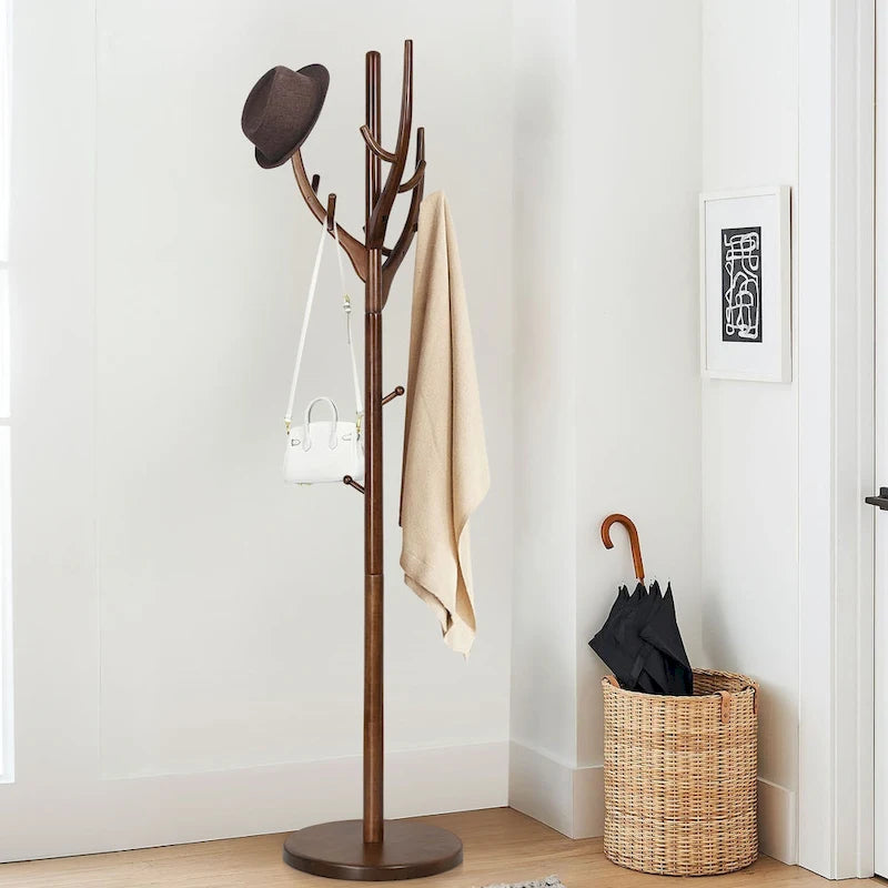 Marrón/Blanco, estilo rama de árbol, perchero independiente, 16.54"Diám. x 71.65"Al.