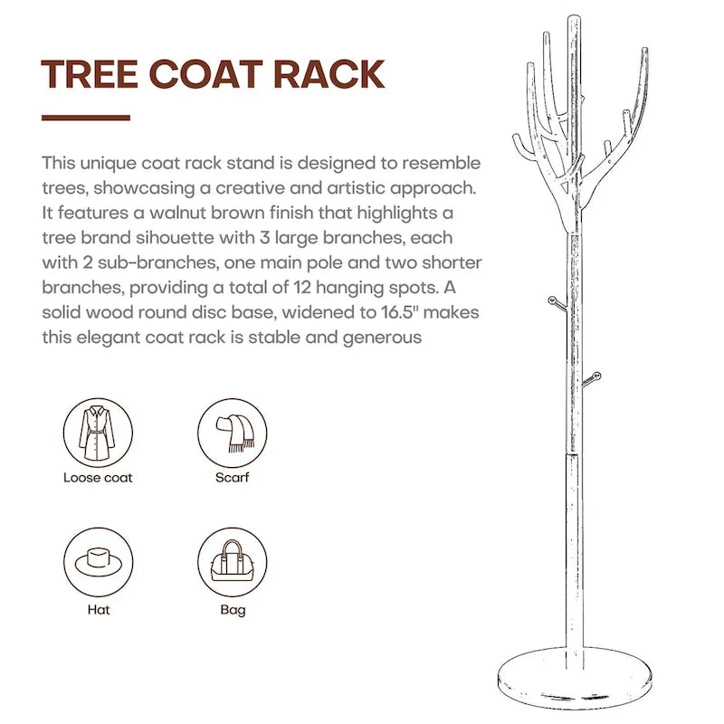 Marrón/Blanco, estilo rama de árbol, perchero independiente, 16.54"Diám. x 71.65"Al.