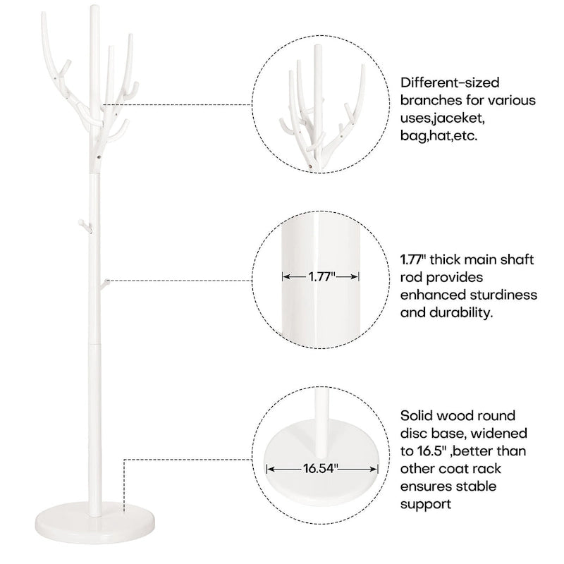 Marrón/Blanco, estilo rama de árbol, perchero independiente, 16.54"Diám. x 71.65"Al.