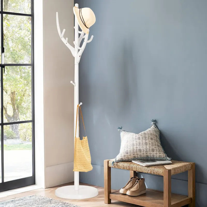 Marrón/Blanco, estilo rama de árbol, perchero independiente, 16.54"Diám. x 71.65"Al.