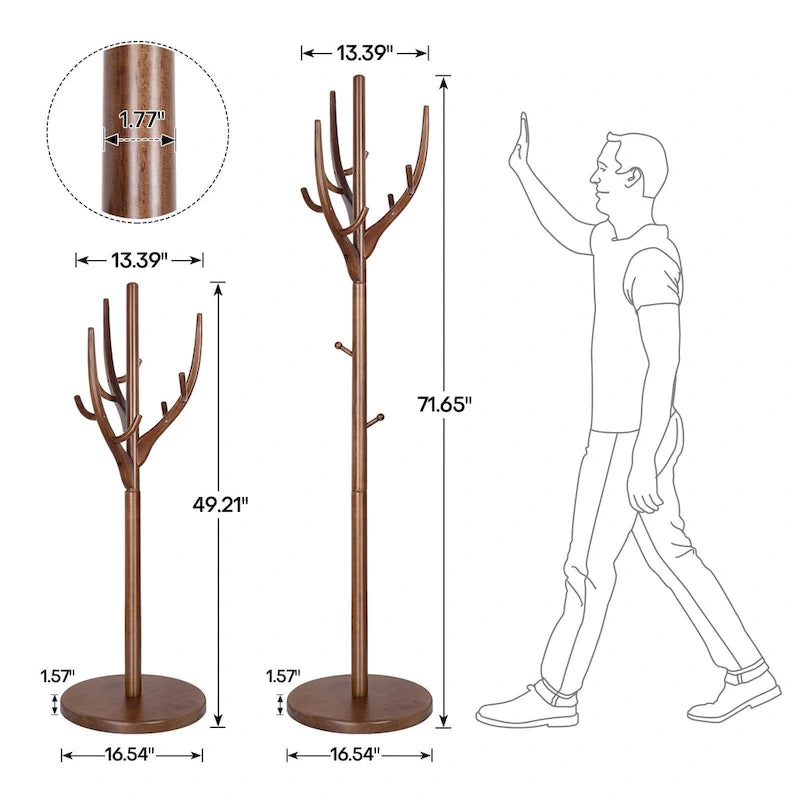 Marrón/Blanco, estilo rama de árbol, perchero independiente, 16.54"Diám. x 71.65"Al.