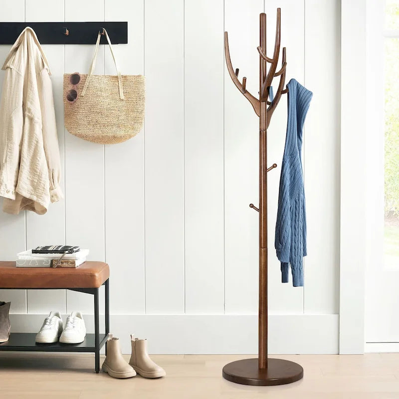 Marrón/Blanco, estilo rama de árbol, perchero independiente, 16.54"Diám. x 71.65"Al.