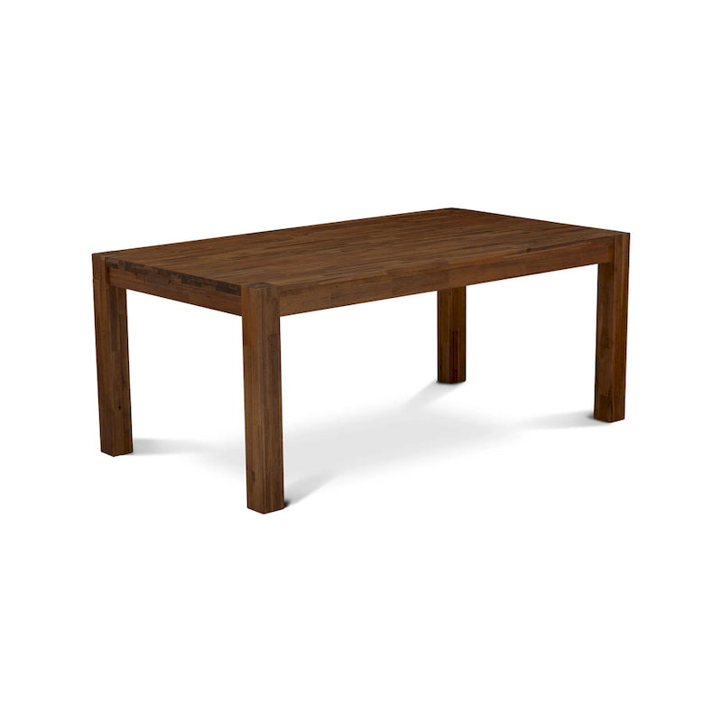 Juego de comedor rectangular de nogal antiguo y lino tono beis – 5, 7 o 9 piezas