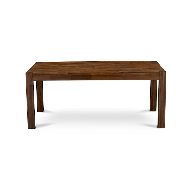 Juego de comedor rectangular de nogal antiguo y lino tono beis – 5, 7 o 9 piezas