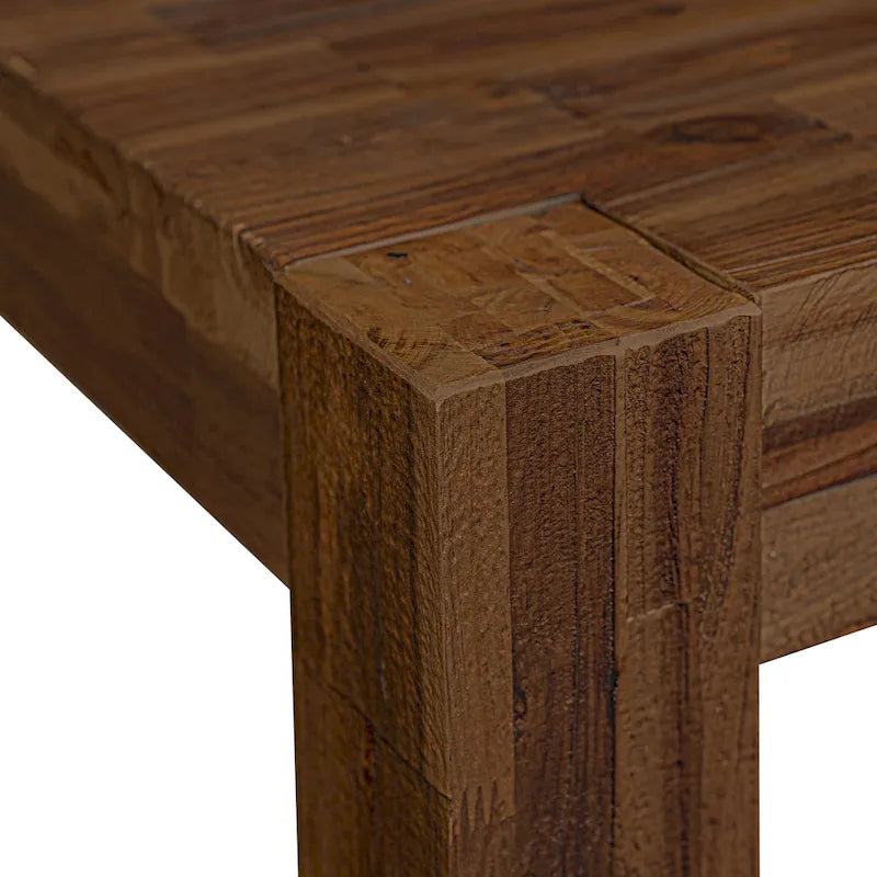 Juego de comedor rectangular de nogal antiguo y lino tono beis – 5, 7 o 9 piezas