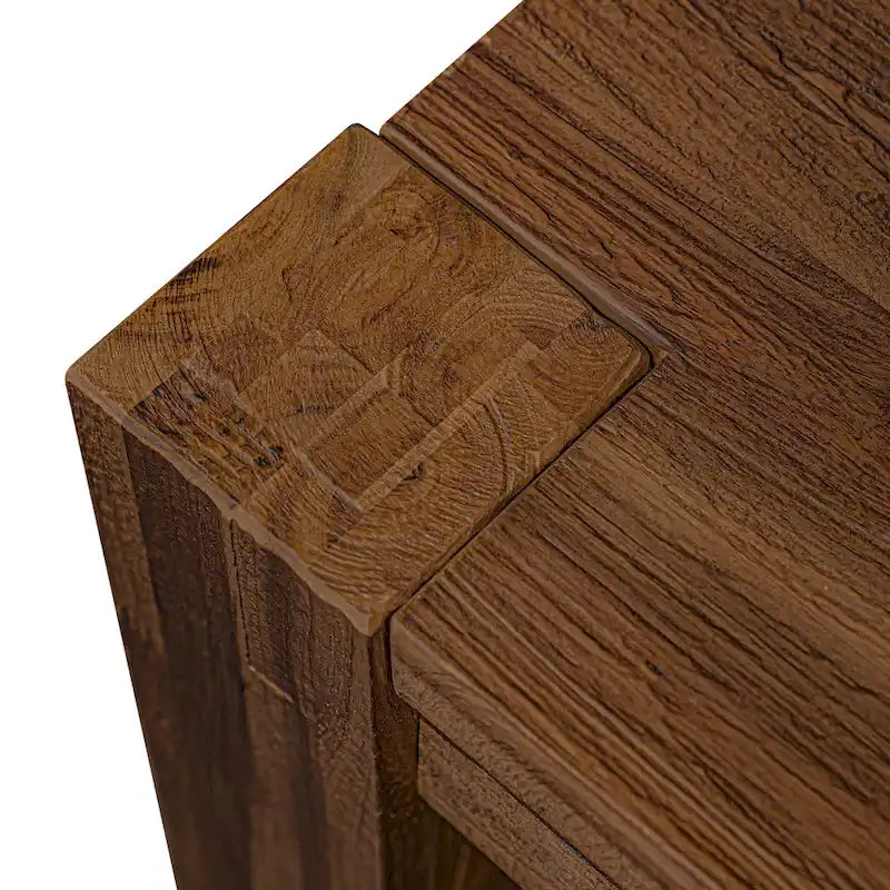 Juego de comedor rectangular de nogal antiguo y lino tono beis – 5, 7 o 9 piezas