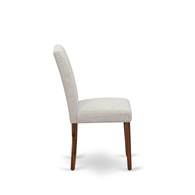Juego de comedor rectangular de nogal antiguo y lino tono beis – 5, 7 o 9 piezas