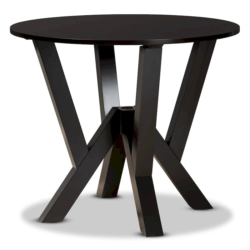 Juego de comedor redondo moderno de 5 piezas en marrón oscuro y arena (para 4 personas)