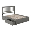Cama King de plataforma gris con 2 cajones de almacenaje, se adapta a 1-2