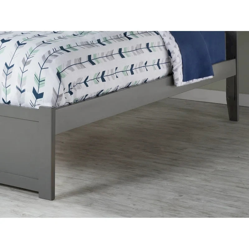 Cama King de plataforma gris con 2 cajones de almacenaje, se adapta a 1-2