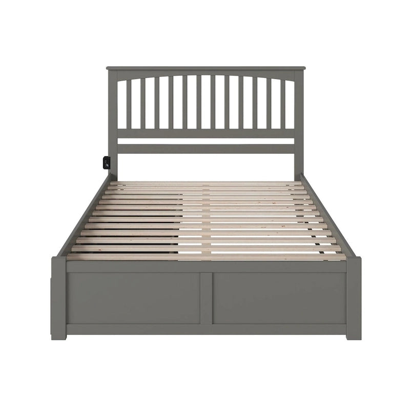 Cama King de plataforma gris con 2 cajones de almacenaje, se adapta a 1-2