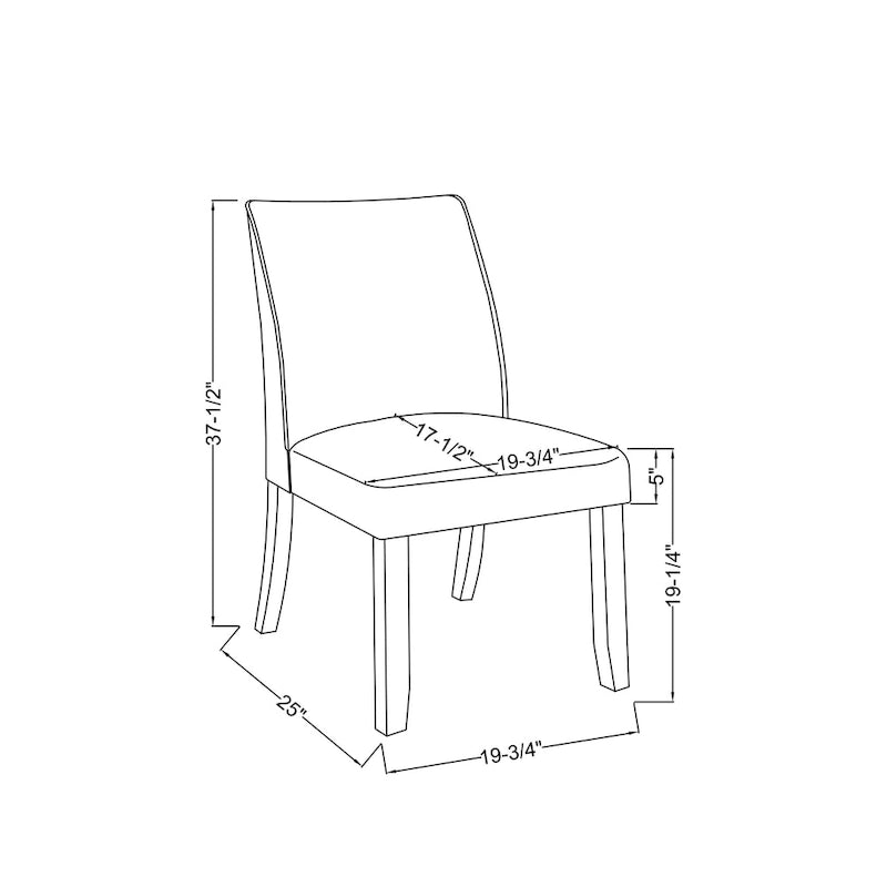 Silla de comedor acolchada transicional color marfil, patas espresso, juego de 2