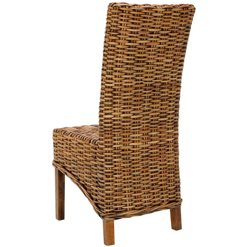 Sillas de comedor altas de mimbre marrón, juego de 2