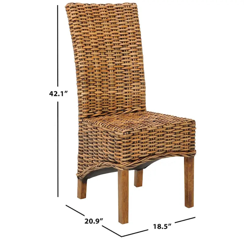 Sillas de comedor altas de mimbre marrón, juego de 2