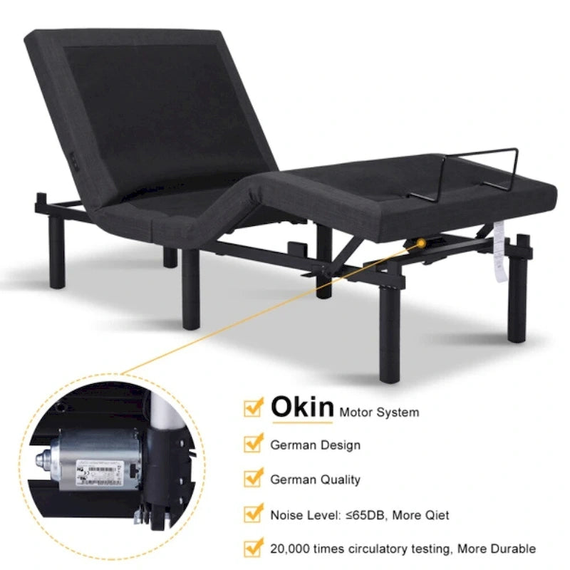 Base de cama ajustable Split King negra para 2