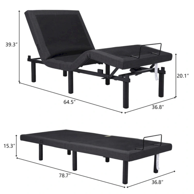 Base de cama ajustable Split King negra para 2