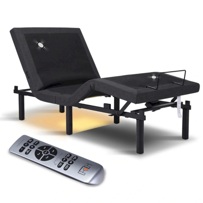 Base de cama ajustable Split King negra para 2