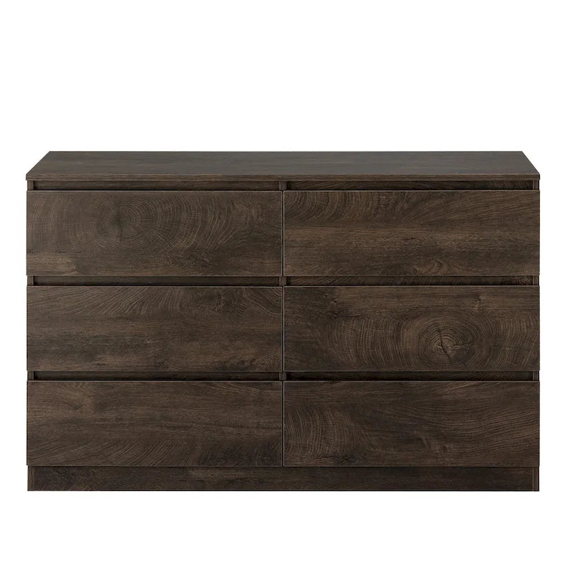 Cómoda de 6 cajones, gris claro/gris oscuro/marrón, estilo de mediados de siglo, uso individual