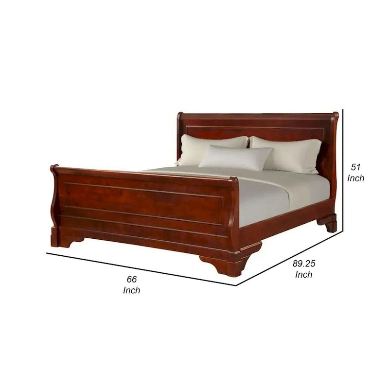 Cama panel trineo tamaño queen marrón, capacidad 2 personas