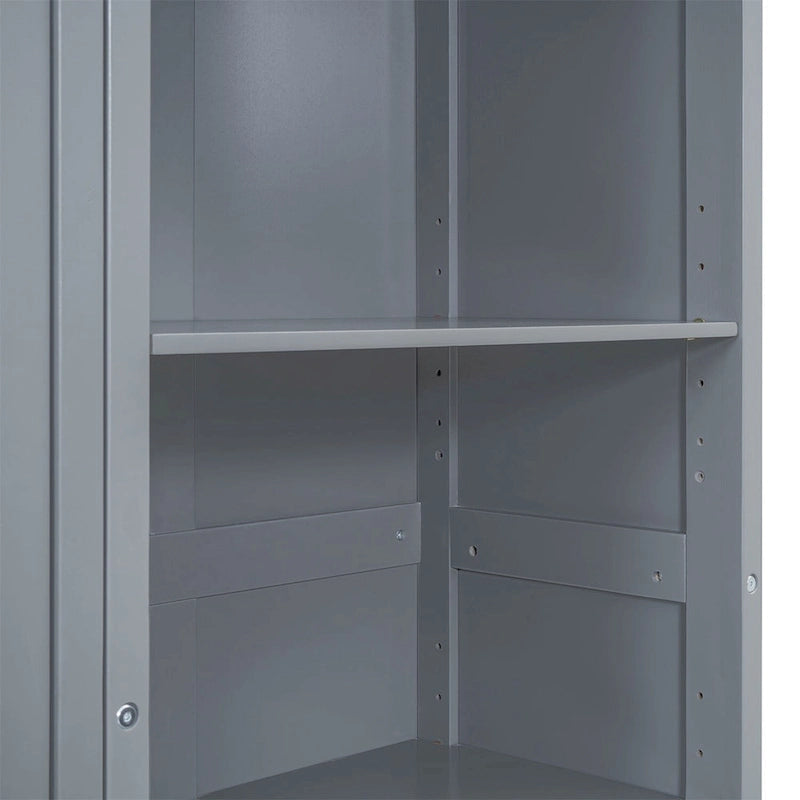 Cama de pared Murphy blanca/gris con estantes, matrimonial/queen, capacidad para 1