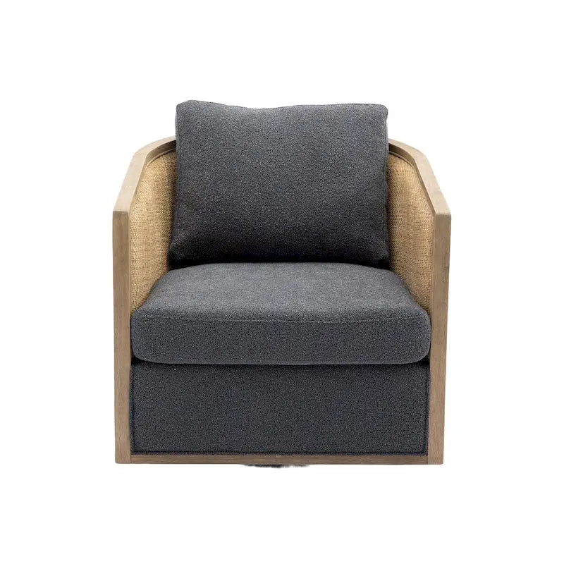 Sillón giratorio individual, rotación de 360°, gris / marrón / beige / negro carbón / gris ostra