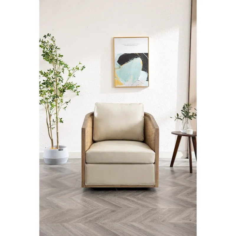 Sillón giratorio individual, rotación de 360°, gris / marrón / beige / negro carbón / gris ostra