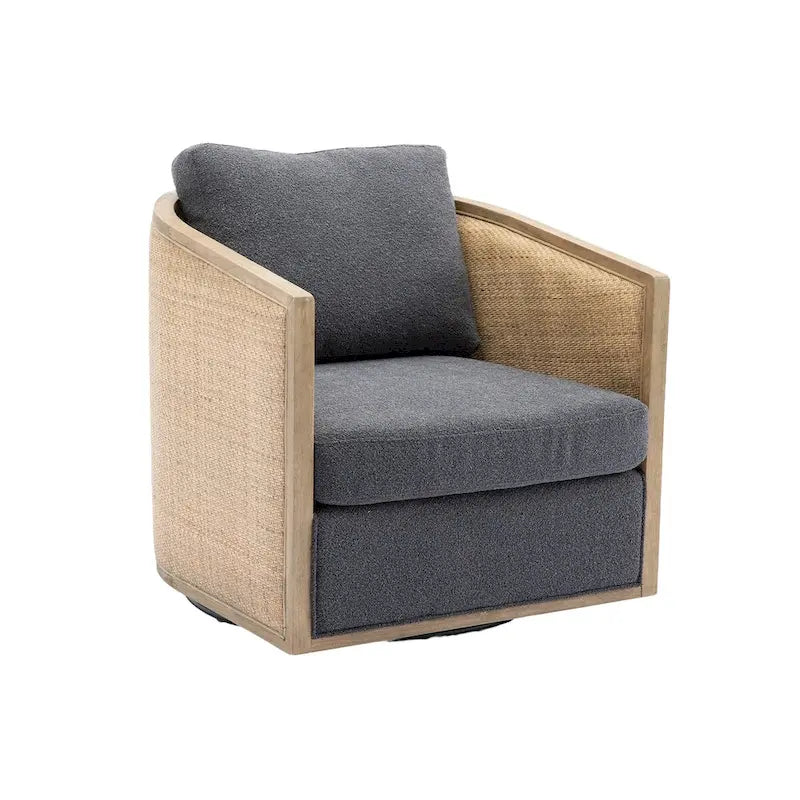 Sillón giratorio individual, rotación de 360°, gris / marrón / beige / negro carbón / gris ostra
